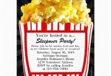 Popcorn Birthday Invitations Movie Popcorn Sleepover Custom Party Invitations Zazzle Com