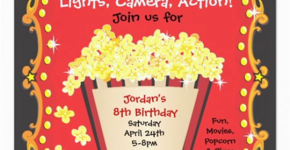 Popcorn Birthday Invitations Popcorn and A Movie Birthday Party Invitation Zazzle Com