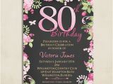 Pre Printed Birthday Invitations Cottage Chic Pink Chalkboard 80th Birthday Invitation Any