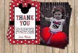 Printable Minnie Mouse Birthday Card Minnie Mouse Red Thank You Card Photo Printable Birthday