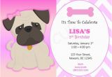 Pug Birthday Invitations Pug Birthday Invitation Puppy Party Invitation Dog Party