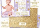 Purple 1st Birthday Invitations First Birthday Girl Invitation Photo Card Lavender