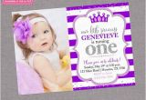 Purple 1st Birthday Invitations Purple Silver Princess Birthday Invitation Glitter Little