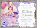 Purple First Birthday Invitations 1st Birthday Invitation Purple and Grey Girls Purple