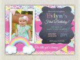 Rainbow First Birthday Invitations Girls 1st Birthday Rainbow Invitation by Pixieperfectparties