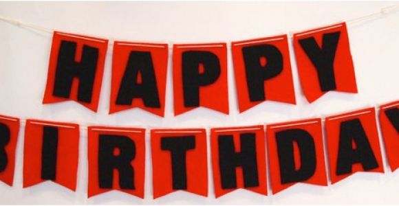 Red and Black Happy Birthday Banner Items Similar to Happy Birthday Felt Flag Banner In Red