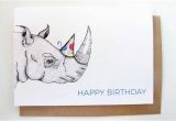 Rhino Birthday Card Happy Birthday Rhino Card Funny Birthday Card Kid 39 S