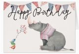 Rhino Birthday Card Rhinoceros Birdies Happy Birthday Greeting Card Zazzle Com