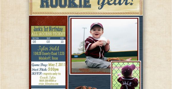 Rookie Of the Year Birthday Invitations Rookie Year Baseball Birthday Invitation by Fourleafprints