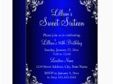 Royal Birthday Invitation Card Royal Blue Sweet 16 Silver Pearl Damask Card Zazzle Com