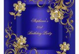 Royal Blue and Gold Birthday Invitations 21st Birthday Party Royal Blue Gold Diamond Card Zazzle