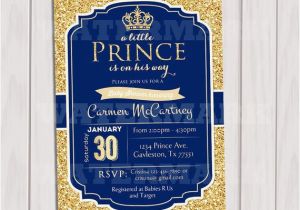 Royal Blue and Gold Birthday Invitations Prince Baby Shower Invitation Royal Blue Gold Baby Shower
