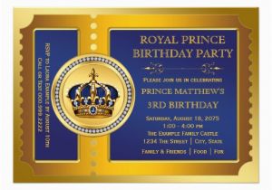 Royal Blue and Gold Birthday Invitations Royal Blue and Gold Prince Birthday Party 5×7 Paper