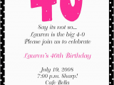 Sample Wording for Birthday Invitations 40th Birthday Party Invitation Wording Free Printable