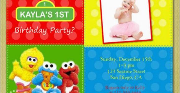 Sesame Street 1st Birthday Photo Invitations Sesame Street 1st Birthday Invitation