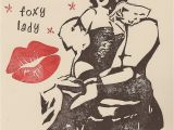 Sexy Birthday Cards for Her Sexy Foxy Lady Pin Up Happy Birthday Handstamped by