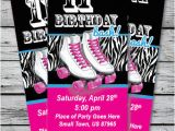 Skating Rink Birthday Party Invitations Roller Skating Zebra Print Birthday Party Invitation