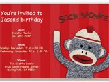 Sock Monkey Birthday Party Invitations sock Monkey Birthday Party Evite