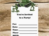 Soldier Birthday Party Invitations Army Party Set Of 8 toy soldier Invitations by the Birthday