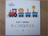 Son First Birthday Card Personalised Handmade Boys Train 1st First Birthday Card