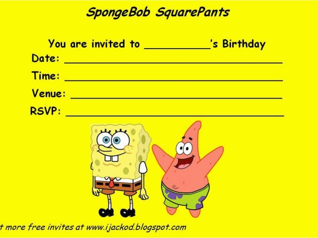 Spongebob Squarepants Printable Birthday Invitations Free Spongebob ...