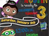 Super why Birthday Invitations Super why 4×6 Birthday Party Chalkboard by