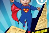 Superhero 1st Birthday Invitations Baby Superhero 1st Birthday Party Invitation Personalized