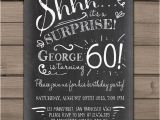 Surprise 60th Birthday Party Invitations Template Surprise 60th Birthday Invitation Chalkboard Invitation