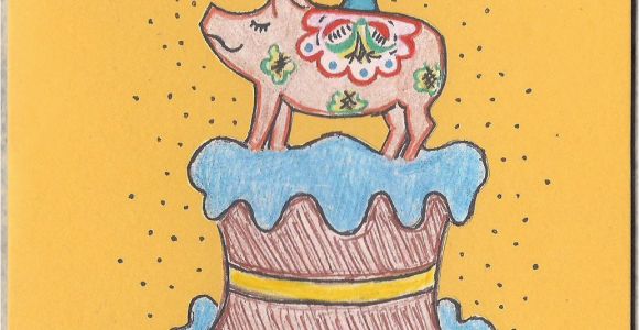 Swedish Birthday Card Swedish Pig Birthday Card Swedish Birthday Vintage Style