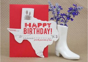 Texas Birthday Card Texas Birthday Greeting Card Letterpress