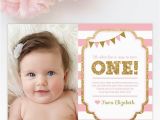 Thank You Cards for 1st Birthday 1st Birthday Thank You Card 1st Birthday Thank You Note Pink