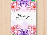 Thank You Note for Birthday Flowers Thank You Card with Vintage Watercolor Flowers Vector