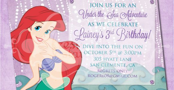 The Little Mermaid Invitations for Birthday Ariel the Little Mermaid Birthday Invitation