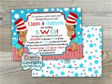 Thing 1 and Thing 2 Birthday Invitations Twin Thing 1 and Thing 2 Birthday Invitation Double Birthday