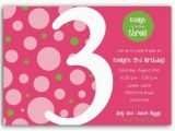 Third Birthday Invitation Wording Birthday Bubbles Pink Green Third Party Invitations