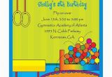 Trampoline Birthday Party Invitation Wording Gym Party Invitations Trampoline Rings Beam Ball Pit