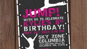 Trampoline Park Birthday Party Invitations Girl Jump Trampoline Park Birthday Party Invitation