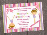 Tumbling Birthday Party Invitations Gymnastics Birthday Invitations