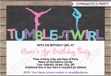 Tumbling Birthday Party Invitations Gymnastics Party Invitations Birthday Party Template