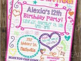 Tween Birthday Invitations Printable Free Custom Girl 39 S Sweet 16 Tween Teen Sleepover Doodle
