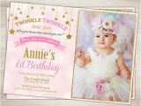 Twinkle Twinkle Little Star First Birthday Invitations Pink and Gold Twinkle Twinkle Little Star First Birthday