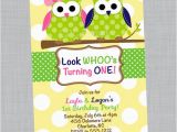 Twins First Birthday Party Invitations Owl Birthday Invitation Twin Owls Baby Shower Invitations