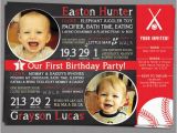 Twins First Birthday Party Invitations Twin Boys First Birthday Party Invitation Digital Jpg