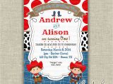 Twins First Birthday Party Invitations Twins First Birthday 1st Invitation Invite Cowboy by