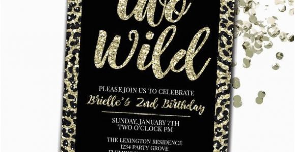 Two Wild Birthday Invitations Two Wild Birthday Invitation Cheetah Print Birthday