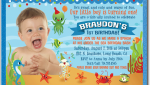 Under the Sea First Birthday Invitations Under the Sea 1st Birthday Invitations for Boys Di 362