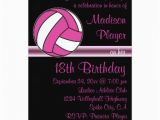 Volleyball Birthday Invitations Pink Black Ladies Volleyball Player Birthday Party