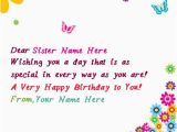 What to Say In A Happy Birthday Card Write Name On butterflies Birthday Card for Sister Happy