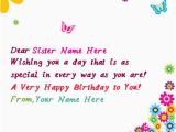 What to Say On A Happy Birthday Card Write Name On butterflies Birthday Card for Sister Happy