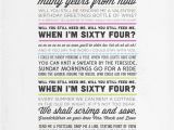 When I M 64 Birthday Card Print Of the Lyrics From the song 39 when I 39 M 64 39 by the